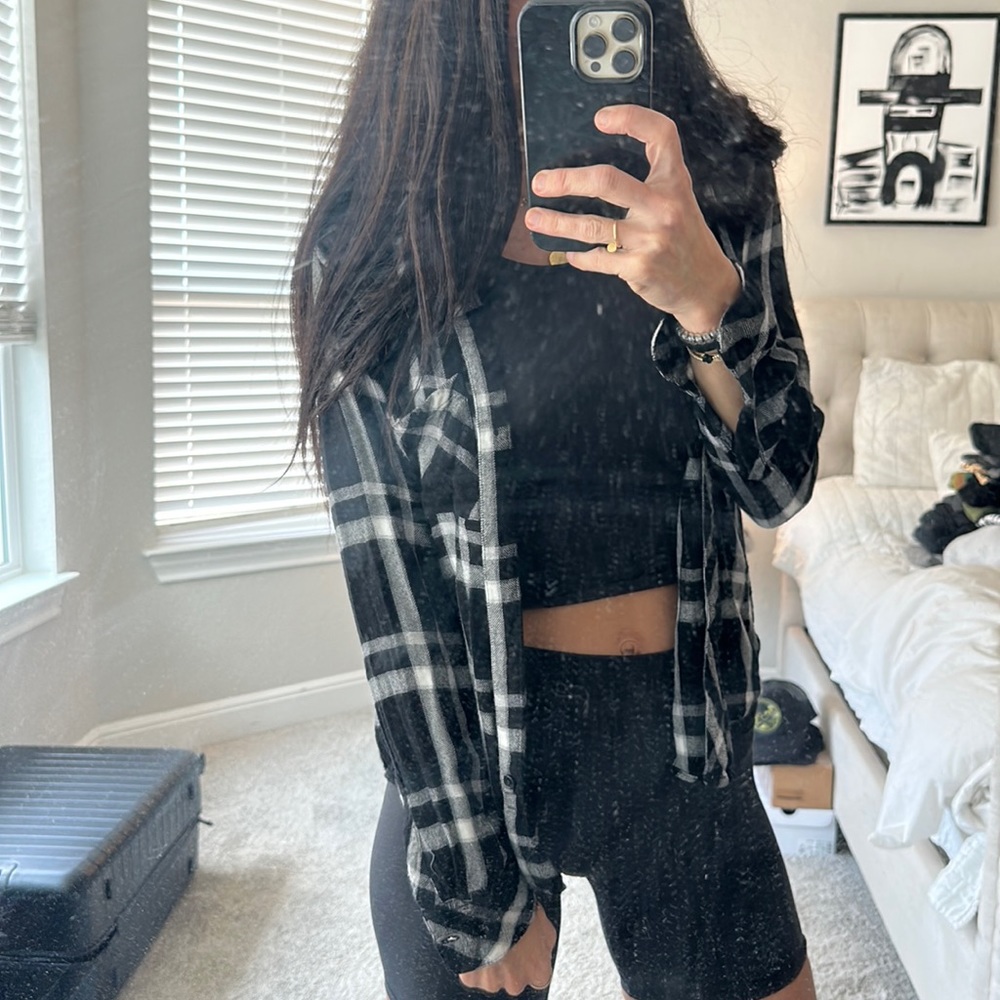 Rails black and white flannel size XS
